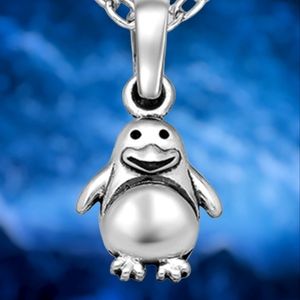 Real 925 Sterling Silver Happy Penguin Pendant